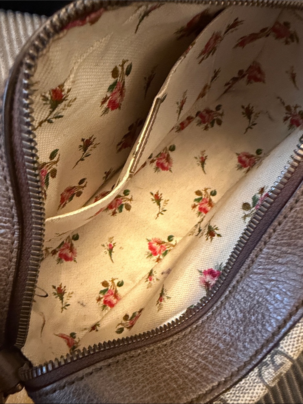 Gucci Beige GG Supreme Canvas Crossbody with Brown Trim and Signature Web Strap - Picture 5 of 7